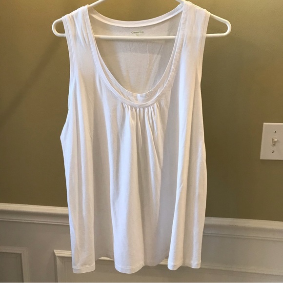 Garnet Hill Tops - Garnet Hill 100% Cotton Tank, White, Size Medium